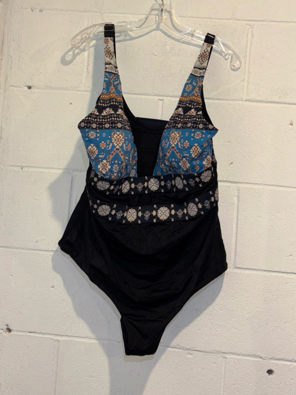 MEET.CURVE swimsuit one piece black blue paisley padded size 3XL